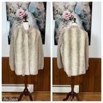 Funky Vintage 1980s D’Esprit Faux Fur Coat! Tan Size 16 Photo 1