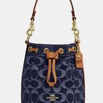 Coach  Mini Bucket Crossbody/Shoulder Bag In Signature Denim blue/gold Photo 0