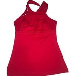 Athleta Tankini Swim Top Tomato Red Size 32D/DD Modest High Neck Woven Straps Photo 0