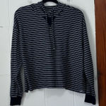 Hollister  Navy and White Striped Hoodie Waffle Knit Size‎ Medium Photo 0