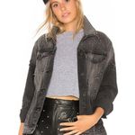 Rails  Oversized Star Patch Faded Denim Jacket Black Womens Size Small Photo 0