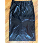 Colleen Lopez Black Faux Leather Midi Pencil Skirt with Slit Medium NWT Photo 5