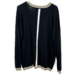 Hilary Radley  for Katherine Barclay size‎ Medium Black V-neck sweater white gold Photo 1
