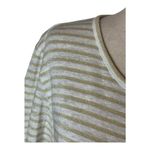 frame denim Frame Shirt Women Large Ivory Metallic Gold Striped Linen Blend Split Cuff‎ Tee Photo 6