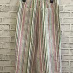 Talbots Women’s  Petites striped multi-color 100% linen cropped wide leg pants 10 Photo 1