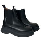 Ganni  Black Leather Chelsea Boots Women’s US 8 Platform Lug Sole Grunge Photo 0