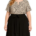 NWT!Leopard Print Black Skirt Belt Pocket Ruffle Sleeve Dress Size 28 or 5X Photo 0