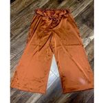 Joie Satin  Burnt Orange Wide Leg Capri Belt L wide leg spring contemporary boho Photo 0