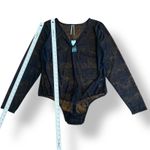 Anthropologie By  NWT Black Deep V-Neck Lace Bodysuit‎ Size 1X Boho, Indie Photo 3