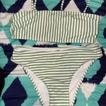 SheIn Green and White Bikini Set with Striped Design Photo 0