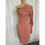Elliatt  Long Sleeve One Shoulder Knit Mini Dress w/Drawstring Hem Dusty RoseSZ S Photo 2