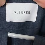 Sleeper Brigitte Linen Midi Dress Navy Size Small Puff Sleeve Tie Waist Classic Blue Photo 10