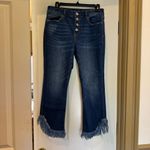 INC  International Concepts Straight Leg cropped fringe jeans Denim button fly Photo 9