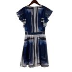 Slate + Willow Blue Printed Crepe Watercolor Short Sleeve Mini Dress 0 Blue Grey Photo 5