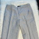 Banana Republic  Blue Pinstripe Logan Linen Blend Cropped Pants Photo 2