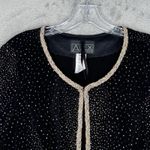 Alex Evenings Shirt Womens Large Black Beaded Top Date Night Going Out Formal Photo 3