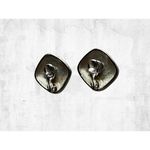 Monet Earrings Gold/Grey Tone Clip On Black Enamel Signed Lot Two Pair Vintage Photo 4