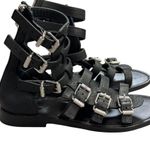 Zadig & Voltaire Capri Crush Black Leather Gladiator Sandals Size 38 Photo 3