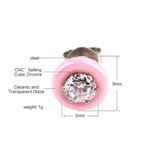 Boutique NEW Unisex Pink Ceramic .5 Carat Solitaire Simulated Diamond Stud Earrings Photo 6