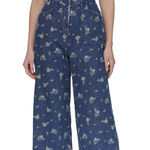Avec Les Filles Floral Cap Sleeve Wide Leg Denim Jumpsuit Floral Sz 12 $249 Photo 0