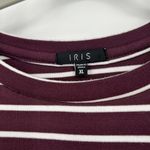 Iris  Ponte Knit Shirt Dress Maroon White Stripe Long Sleeve Asymmetric Hem XL Photo 7