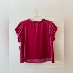 Free People  Velvet Barbiecore Pink Puff Sleeve Terese Blouse Photo 4
