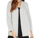 Eileen Fisher  Bracelet Stripe Silk Cotton Drape Cardigan in Black Cream Medium Photo 0