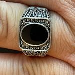 Casual black obsidian S925 silver ring size 9.75 Photo 8