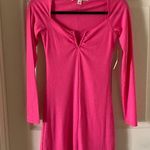 ROW A Notch Neck Long Sleeve Ribbed Bodycon Dress Formal Weddings Small Pink NWT Photo 3