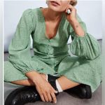 H&M  TREND Green Floral Ditsy Puff Balloon Sleeved Midi Dress size small NWT Photo 1