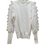 Vine & Love Tulle Sleeve Sweater White Size Small Photo 0