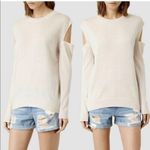 All Saints Elton Cream Merino Wool Sweater XS Cut Out Shoulder Lightweight Photo 11