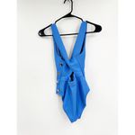 Reiss Orla Plunge Swimsuit With Button Detail Blue Size 4 US Photo 4