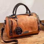 Vintage Boston Satchel Bag w/Flower Pendant Photo 0