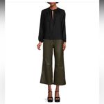 Antonio Melani Morgan Culotte High Rise Wide Leg Cropped Green Leather Pants NEW Photo 3