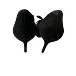 Betsey Johnson Black Suede Bow Pointed Toe Kitten Heel Pumps Classic Shoes Photo 3
