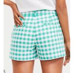 Ann Taylor LOFT‎ Riviera Shorts In Gingham Green And White Checkered Mid Rise 6 NWOT Photo 1
