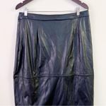 H by Halston Black Paneled Faux Leather Skirt Size Large Midi Length Photo 7