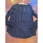 Gerard Darel  Womens Black Semi Sheer Long-Sleeve Blouse Shirt Top Size 36 Silk Photo 15