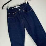 Mango Womens Havana Straight Leg Jeans Sz 1 Dark Wash Button Fly Raw Hem Photo 5