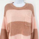 American Eagle Striped Oversized Boxy Knit Loose Slouchy Sweater Top Pink Small Photo 3