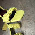 STAUD  Frankie Ruched Leather Block Heel Sandals Mules Yellow Size 37 Womens 7 Photo 6