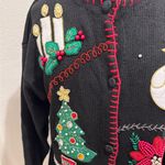 Vintage Victoria Jones Black Holiday Christmas Embroidered Cardigan Sweater Photo 7