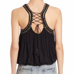 Free People  Dakota Embellished Lace Up Tank Top S Photo 10