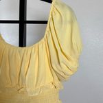 Romantic Cottagecore Yellow Smocked Waist Top Puff Sleeves Ruffle Peplum Large Photo 2