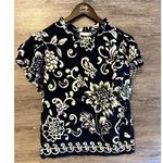 Avara Ces femme Top Blouse New Size Small Navy Floral Short Sleeves Rayon Blue Photo 0