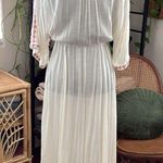 En Creme Ivory Floral Embroidered Empire Waist Handkerchief Hem Peasant Dress Photo 1