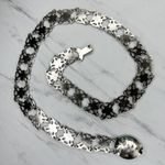 Ornate Silver Tone Flower Chain Belt Double Hook Decorative One Size ✨ Photo 1