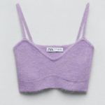 ZARA NWT Women's Alpaca Wool Blend V-Neck Bralette Crop Top Purple Size Medium Photo 7