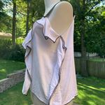 INA  Women's Top Blouse Tank Ruffle Sleeveless White Black S Small Linen Photo 2